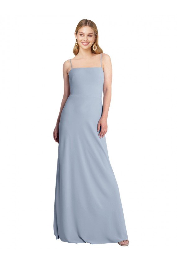 Affordable Straight Neckline Crepe Slip Bridesmaid Dress / Prom Dress with Strappy Back UK