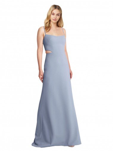 Affordable Feminine Scoop Neckline Long Crepe Slip Bridesmaid Dress / Prom Dress  UK