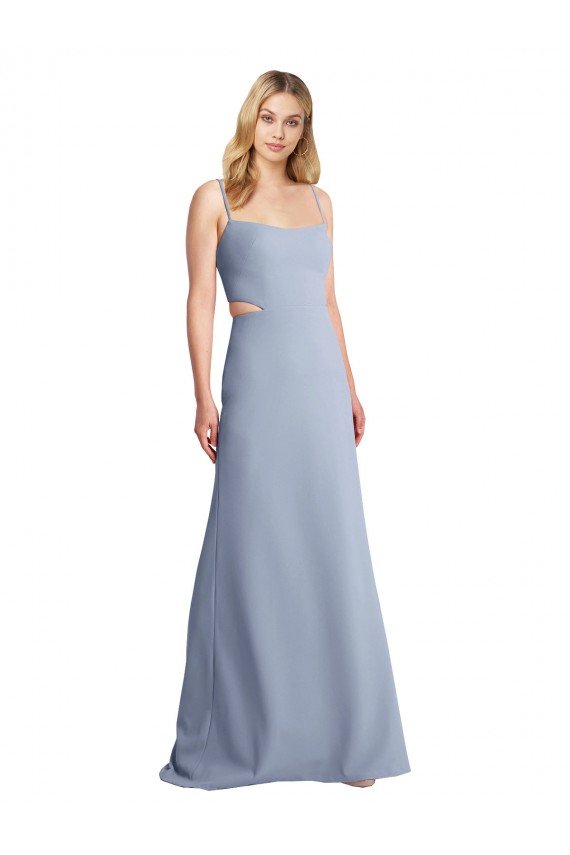 Affordable Feminine Scoop Neckline Long Crepe Slip Bridesmaid Dress / Prom Dress  UK