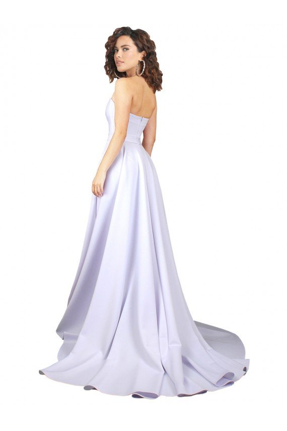 Affordable Simple Sweetheart A-Line Long Crepe Beach Wedding Dress with Front Slit UK