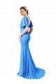 Affordable Short Sleeves Long V-Neck Crepe Bridesmaid Dress / Prom Dress with V-Back UK