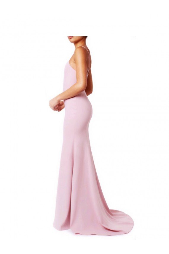 Affordable Square Neck Criss Cross Open Back Slim Crepe Bridesmaid Dress / Prom Dress with Spaghetti Straps UK