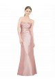 Affordable Long Strapless Formal Stretch Satin Bridesmaid Dress / Prom Dress with Pleats and Low Back UK