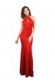 Affordable Halter Neck keyhole Front Back Long Formal Stretch Satin Bridesmaid Dress / Prom Dress UK