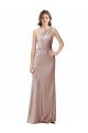 Affordable One Shoulder Black-Tie Floor Length Long Formal Stretch Satin Bridesmaid Dress / Prom Dress UK