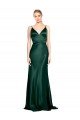 Affordable High V-Neck Long Full Length Sheath Formal Stretch Satin Bridesmaid Dress / Prom Dress UK