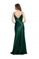 Affordable High V-Neck Long Full Length Sheath Formal Stretch Satin Bridesmaid Dress / Prom Dress UK