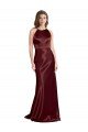 Affordable High Neck Halter Long Sleeveless Formal Stretch Satin Bridesmaid Dress / Prom Dress with Strappy Back UK