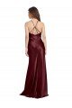 Affordable High Neck Halter Long Sleeveless Formal Stretch Satin Bridesmaid Dress / Prom Dress with Strappy Back UK