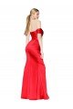 Affordable High Neck Off the Shoulder Formal Stretch Satin Bridesmaid Dress / Prom Dress with High Slit UK