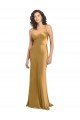 Affordable One Shoulder Long Floor Length Formal Stretch Satin Slip Bridesmaid Dress / Prom Dress UK