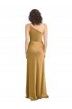 Affordable One Shoulder Long Floor Length Formal Stretch Satin Slip Bridesmaid Dress / Prom Dress UK