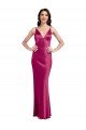 Affordable V-Neck Spaghetti Straps Slim Formal Stretch Satin Bridesmaid Dress / Prom Dress with Low Scoop Back UK