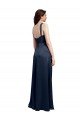 Affordable Cowl Neck Soft Long Formal Stretch Satin Bridesmaid Dress / Prom Dress with Side Slit and Pleated Straps UK