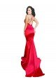 Affordable Mermaid Open Back Long Formal Stretch Satin Bridesmaid Dress / Prom Dress with High Slit UK