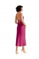 Affordable Midi Length V-Neck Short Formal Stretch Satin Bridesmaid Dress / Cocktail Prom Dress with Low Scoop Back UK