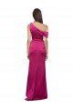 Affordable Off the Shoulder Short Sleeves Formal Stretch Satin Bridesmaid Dress / Prom Dress with Side Slit UK
