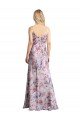 Affordable Draped Cowl Neck Long Printed Formal Stretch Satin Bridesmaid Dress UK