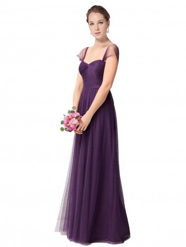 Affordable Full Length Long Tulle Bridesmaid Dress with Sweetheart Neckline UK