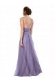 Affordable Flowy A-Line Tulle Bridesmaid Dress with Double Straps and V-Neck UK