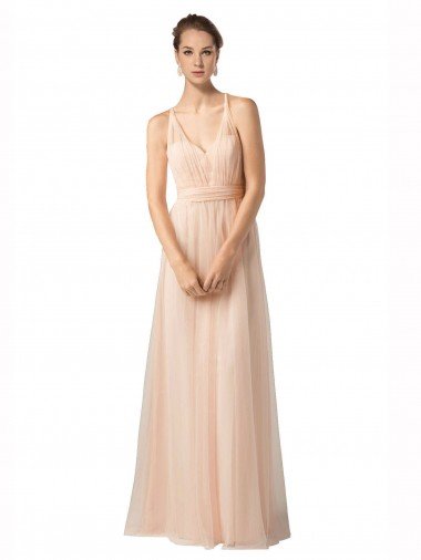 Affordable Sweetheart A-Line Tulle Bridesmaid Dress with Shirred Bodice UK