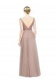 Affordable Full Length Draped Long V-Neck Tulle Bridesmaid Dress UK