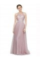 Affordable High Neck Long Tulle Bridesmaid Dress with Lace Bodice UK