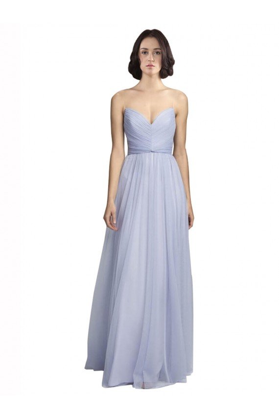 Affordable Spaghetti Strap Tulle Bridesmaids Dress with Ruched Bodice UK