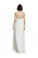 Affordable High Neckline Long Tulle Bridesmaid Dress with Illusion Front UK