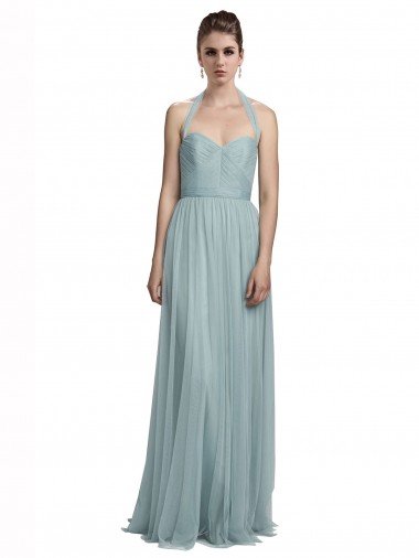 Affordable Halter Ruched Sweetheart Neckline Tulle Bridesmaid Dress UK