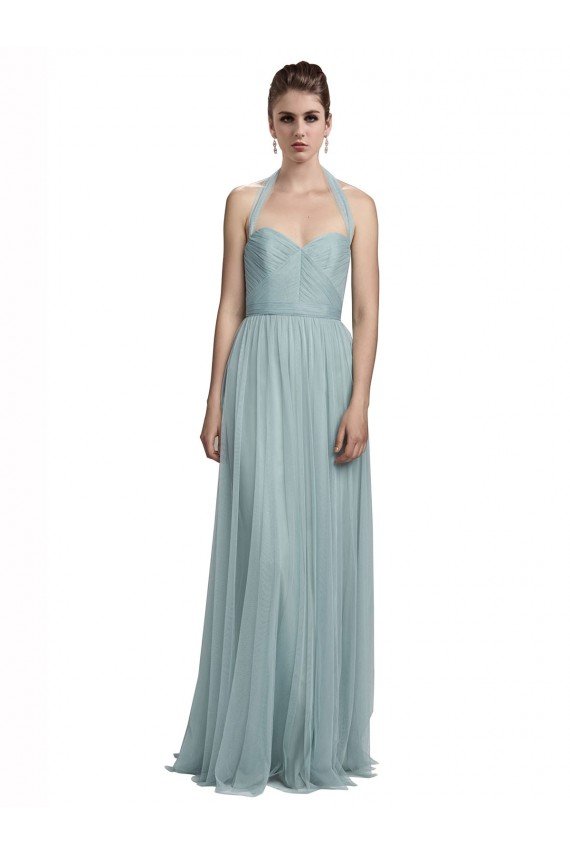 Affordable Halter Ruched Sweetheart Neckline Tulle Bridesmaid Dress UK