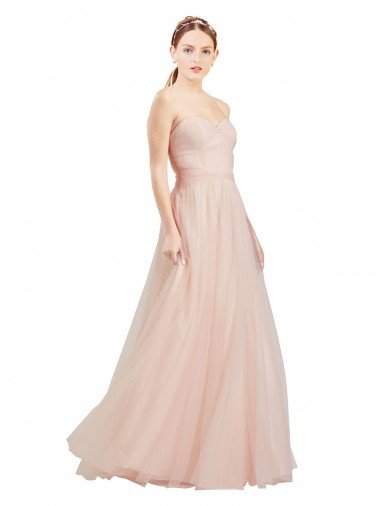 Affordable Floor Length Sweetheart Tulle Bridesmaid Dress with Open Back UK