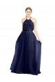 Affordable Long A-Line High Neck Halter Tulle Bridesmaid Dress UK