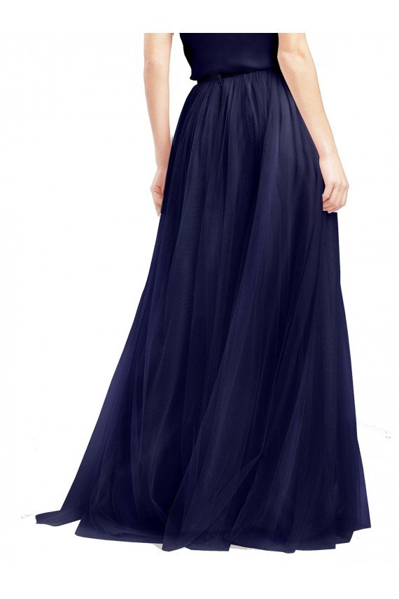 Affordable Long A-Line High Neck Halter Tulle Bridesmaid Dress UK