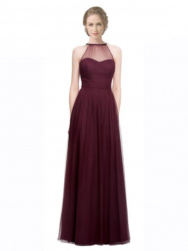 Affordable Full Length Soft Tulle Spaghetti Strap Bridesmaid Dress UK