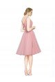 Affordable Short Knee Length Wide Strap Plunge Cross Over Neckline Tulle Cocktail Bridesmaid Dress UK