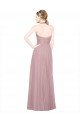 Affordable Ruffled Halter V-Neck Long Tulle Bridesmaid Dress with Pleats UK