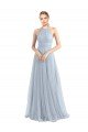 Affordable Halter Neckline Slim A-Line Tulle Bridesmaid Dress UK