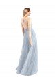 Affordable Halter Neckline Slim A-Line Tulle Bridesmaid Dress UK