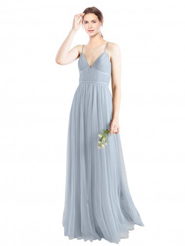 Affordable Spaghetti Straps V-Neck Slim A-Line Tulle Bridesmaid Dress UK