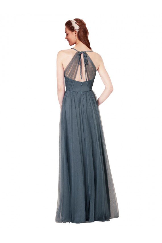 Affordable Beach-inspired Sweetheart Tulle Long Bridesmaid Dress UK