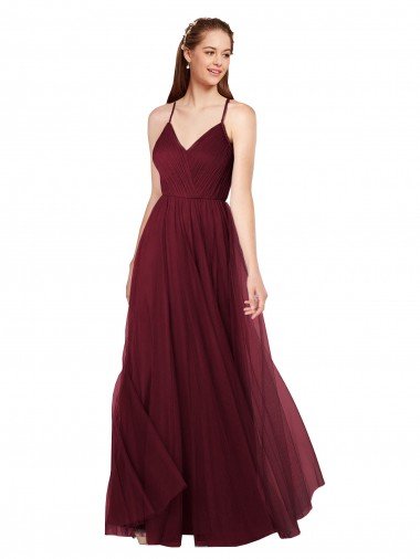 Affordable Beach-inspired Sweetheart Tulle Long Bridesmaid Dress UK