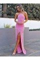 Affordable Halter Sleeveless Long Floor Length Velvet Sequin Prom Dress with Slit UK