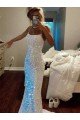 Affordable Long Spaghetti Straps Sleeveless Sweep Train Velvet Sequin Prom Dress UK