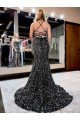 Affordable Spaghetti Straps Sleeveless Long Sweep Train Velvet Sequin Prom Dress UK