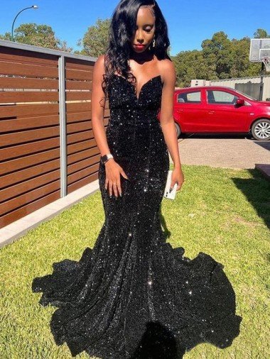 Affordable Mermaid Sweetheart Sleeveless Long Floor Length Velvet Sequin Prom Dress UK