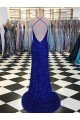 Affordable V-Neck Sleeveless Long Velvet Sequin Prom Dress UK