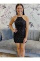 Affordable Halter Sleeveless Short Velvet Sequin Homecoming Dress / Prom Dress UK