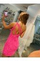 Affordable Short One Shoulder Sleeveless Velvet Sequin Homecoming Dress / Prom Dress UK