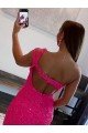 Affordable Velvet Sequin One Shoulder Sleeveless Short Homecoming Dress / Prom Dress UK